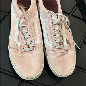 Vans Pink and White Canvas Low-Top Sneakers